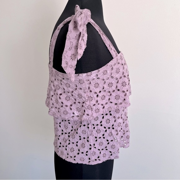 American Eagle Outfitters Eyelet Ruffle Tie Tank Top - Picture 7 of 12